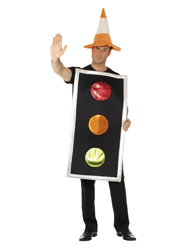 Traffic Light Costume, with Traffic Cone Hat