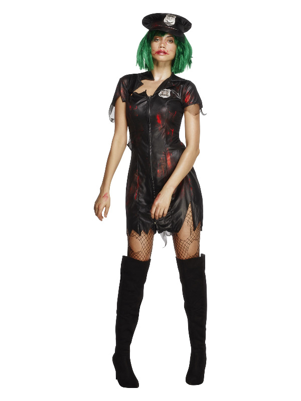 Fever Zombie Cop Costume, Black