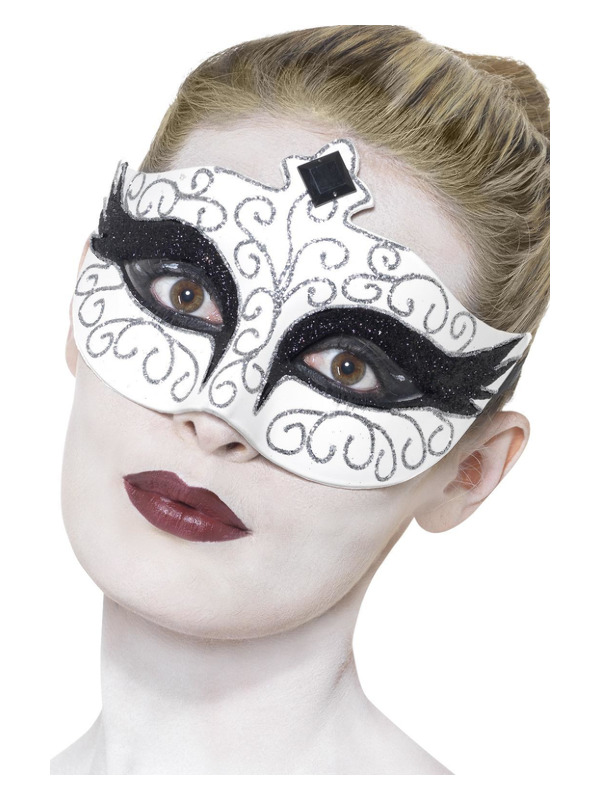 Gothic Swan Eyemask, White, Tie Sides