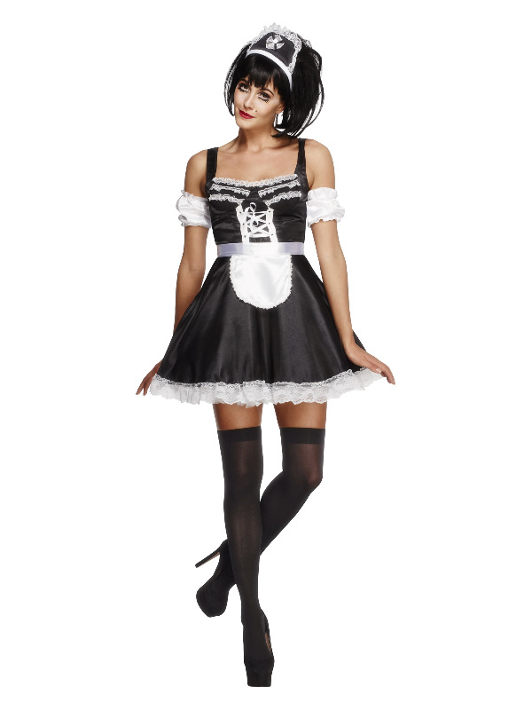 Fever Flirty French Maid Costume, Black