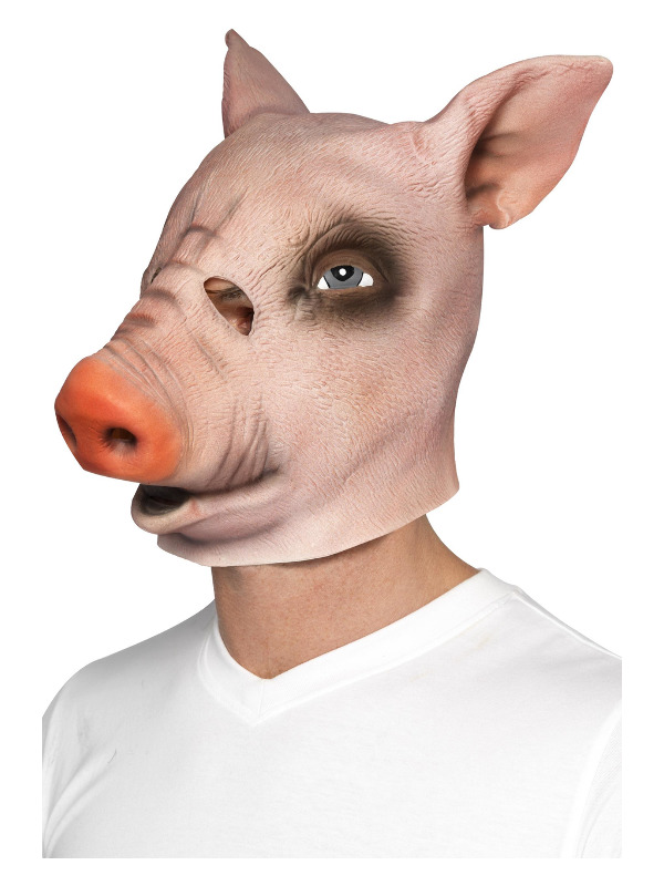 Pig Mask, Pink, Full Overhead, Latex