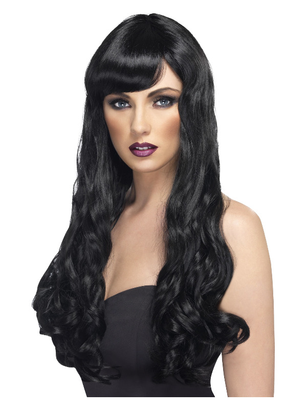 Desire Wig, Black, Long, Curly with Fringe