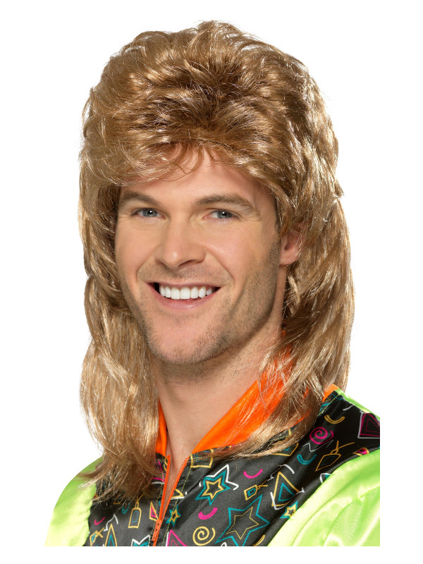 Mullet Wig, Brown, with Blonde Highlights