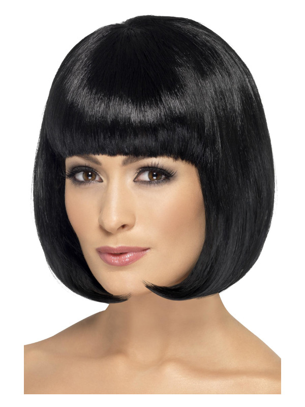 Partyrama Wig, 12 inch, Black, Short Bob with Fringe