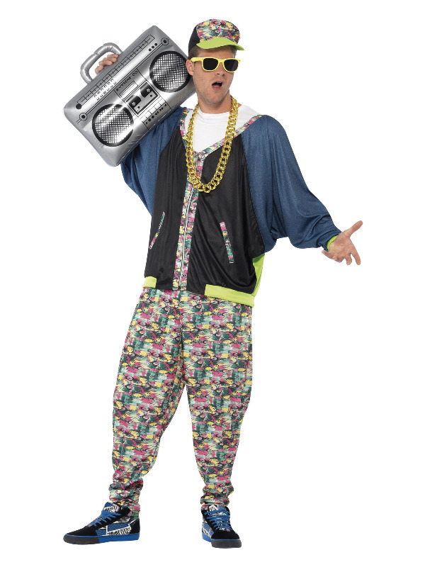 80s Hip Hop Costume, Patterned, with Jacket, Trousers & Hat