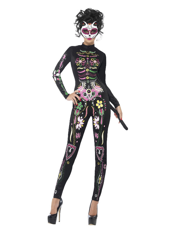 Sugar Skull Cat Costume, Black