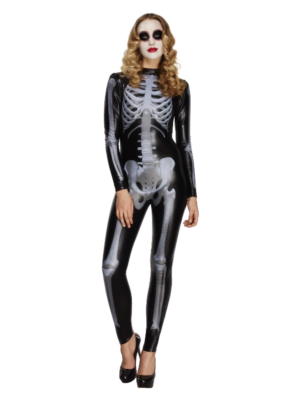 Fever Miss Whiplash Skeleton Costume, Black