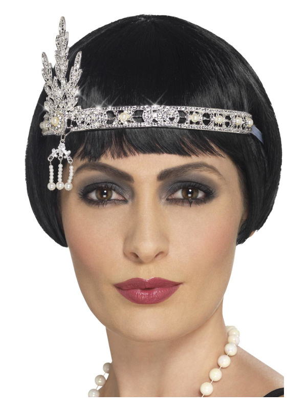 Flapper Jewel Headband, Silver