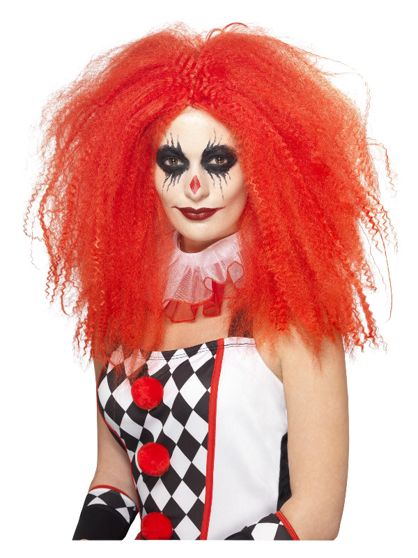 Clown Wig, Red, Crimped