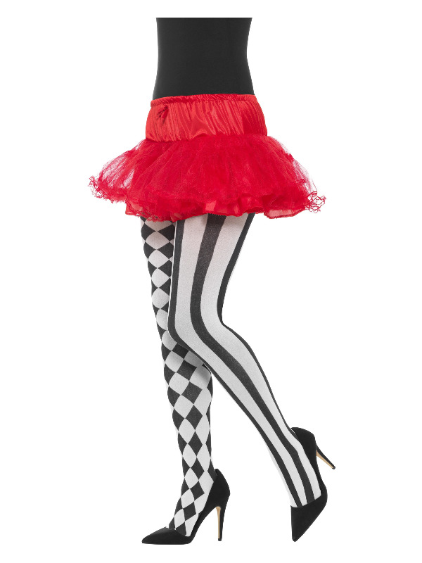 Harlequin Tights, White & Black