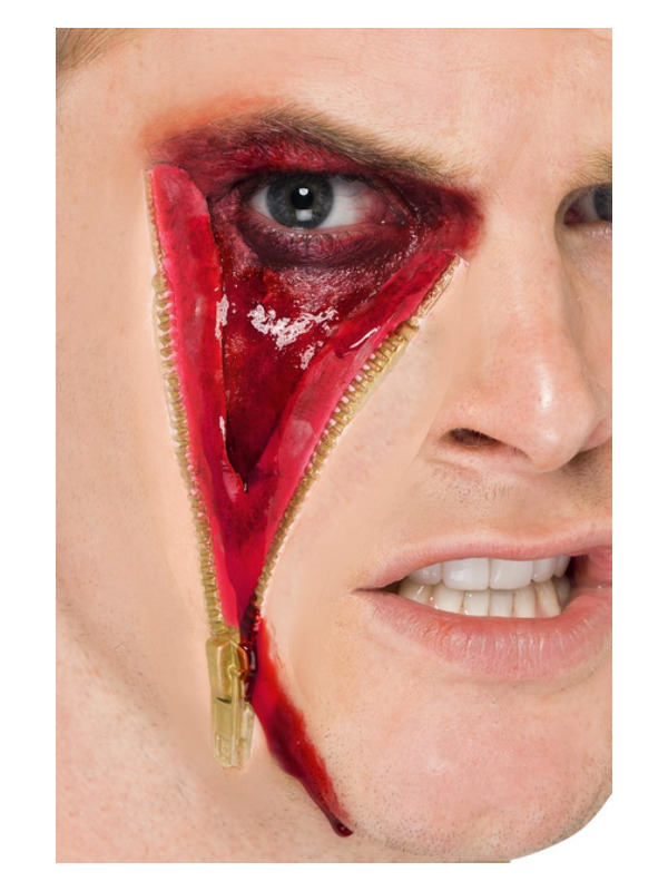 Smiffys Make-Up FX, Zip Face Latex Scar, Flesh, with Adhesive