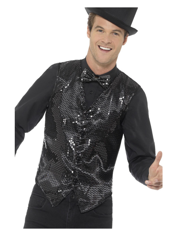 Sequin Waistcoat, Black