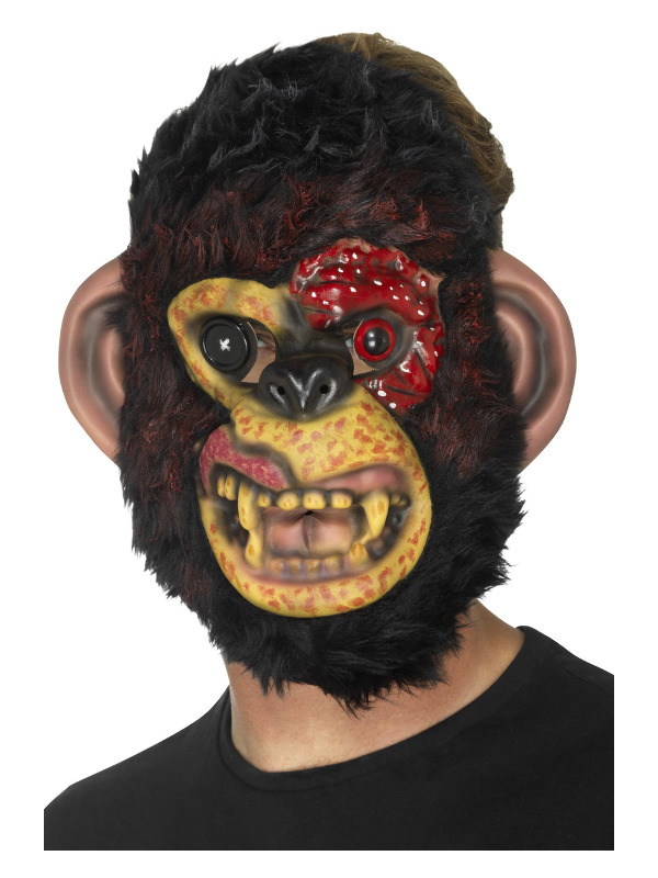 Zombie Chimp Mask, Black, EVA, with Fur