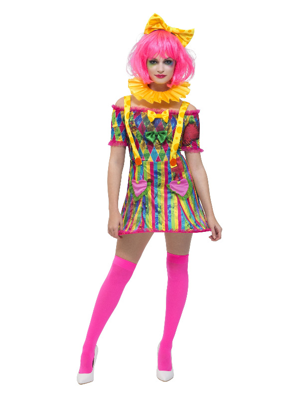 Fever Patchwork Clown Costume, Multi-Coloured