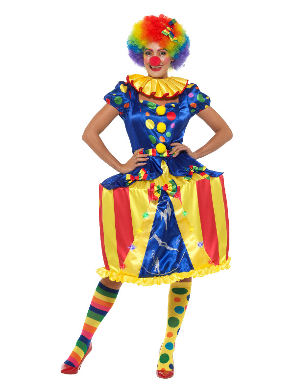 Deluxe Light Up Carousel Clown Costume, Multi-Colo