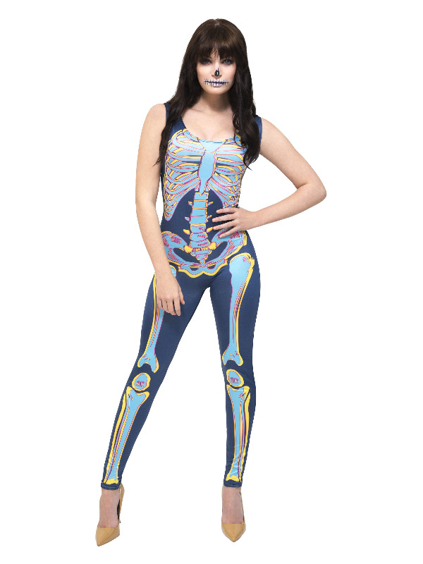 Fever Sexy Skeleton Costume, Blue