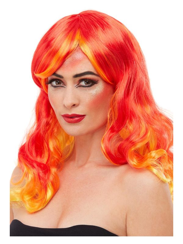 Smiffys Make-Up FX, Fire Aqua Kit, Red, with Facepaints, Glitter Pot & Applicators