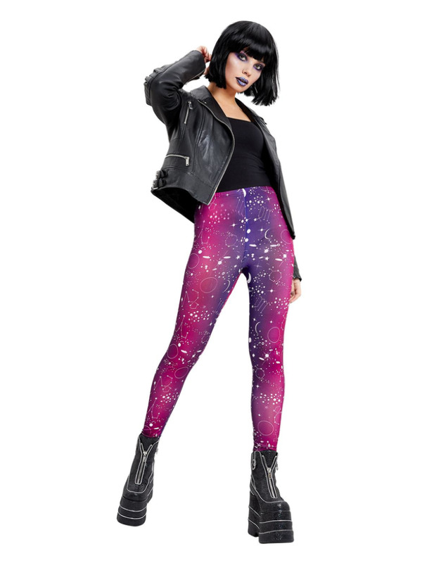 Galactic Print Leggings, Purple