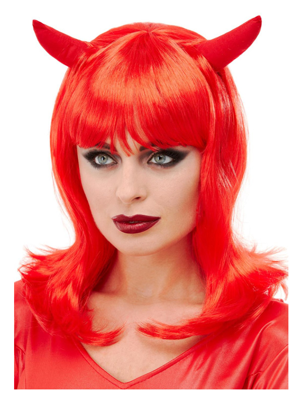 Devil Wig, Red, with Horns