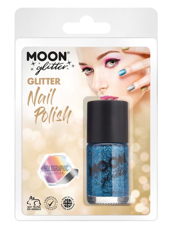 Moon Glitter Holographic Nail Polish, Blue