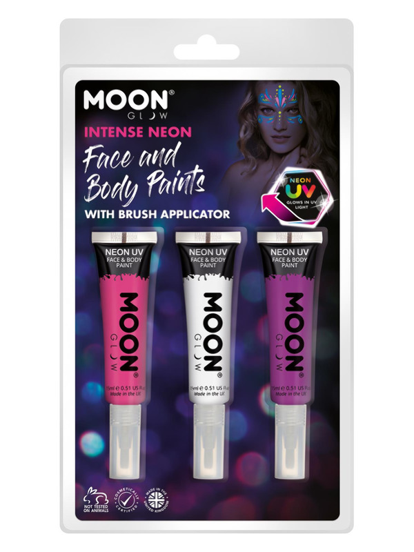 Moon Glow Intense Neon UV Face Paint and Brush,