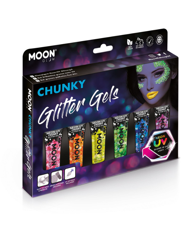 Moon Glow - Neon UV Chunky Glitter Gel, Assorted