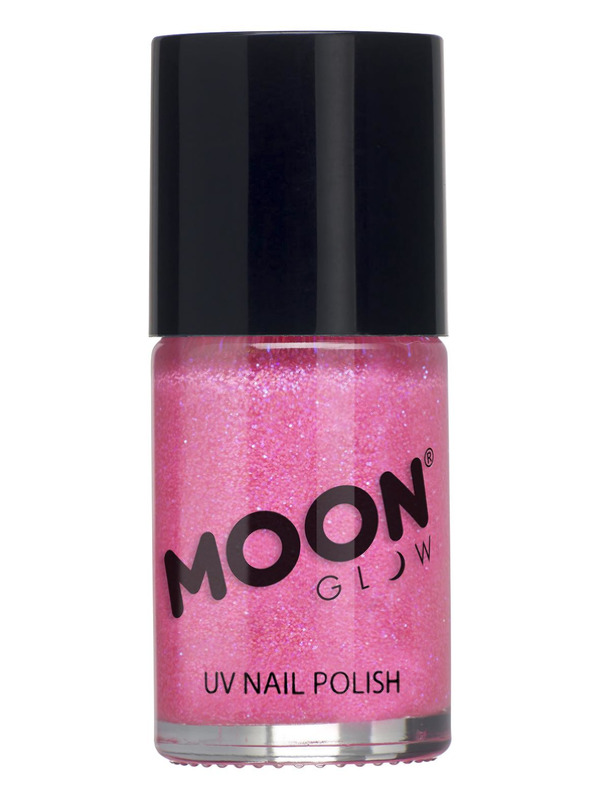 Moon Glow - Neon UV Glitter Nail Polish, Pink