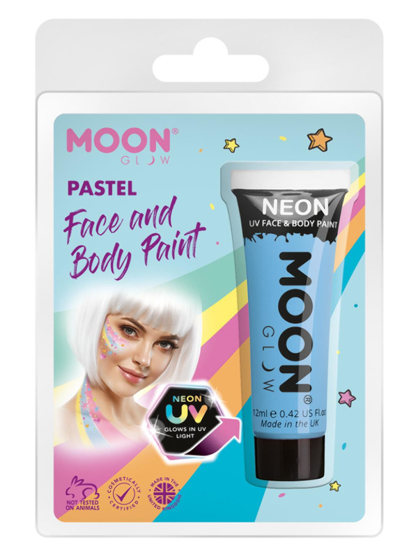 Moon Glow Pastel Neon UV Face Paint, Pastel Blue