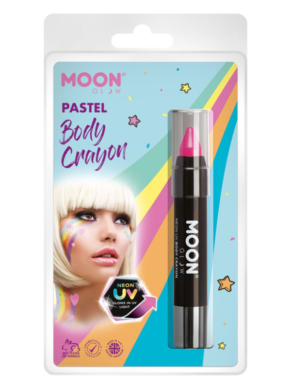 Moon Glow Pastel Neon UV Body Crayons, Pastel Pink