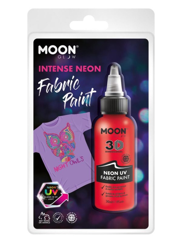 Moon Glow - Neon UV Intense Fabric Paint, Red