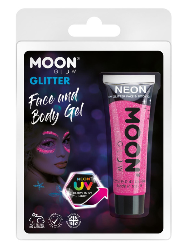 Moon Glow Neon UV Fine Glitter Gel, Hot Pink