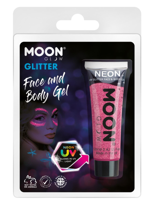 Moon Glow Neon UV Fine Glitter Gel, Pink