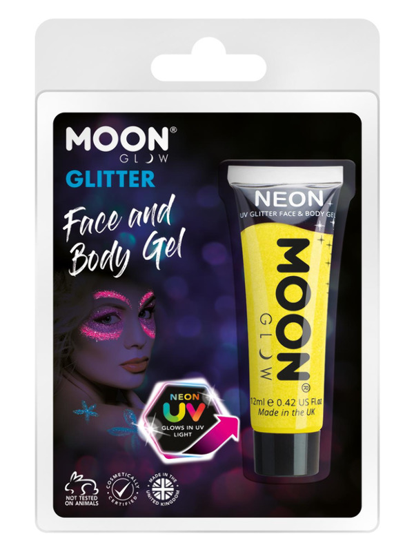 Moon Glow Neon UV Fine Glitter Gel, Yellow