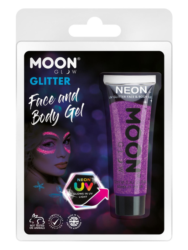 Moon Glow Neon UV Fine Glitter Gel, Purple