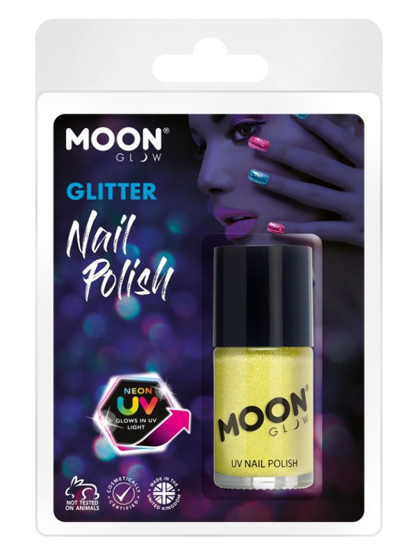 Moon Glow - Neon UV Glitter Nail Polish, Yellow