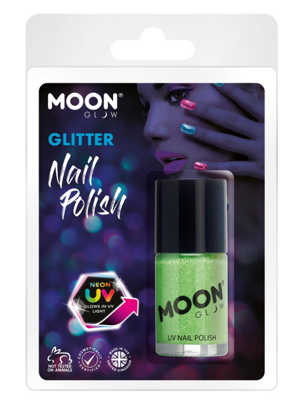 Moon Glow - Neon UV Glitter Nail Polish, Green