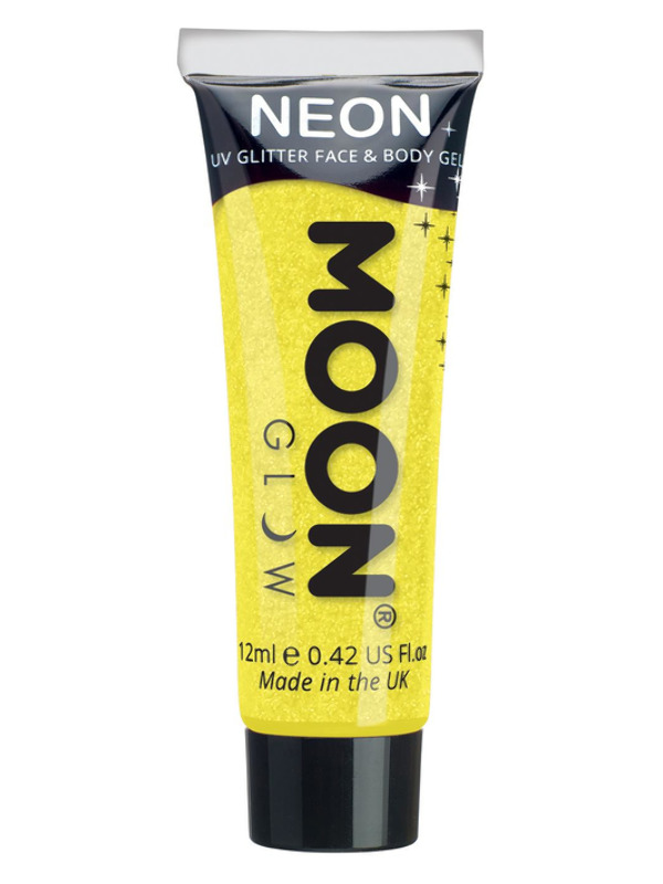 Moon Glow Neon UV Fine Glitter Gel, Yellow